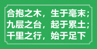 “合抱之木，生于毫末；九层之台，起于累土；千里之行，始于